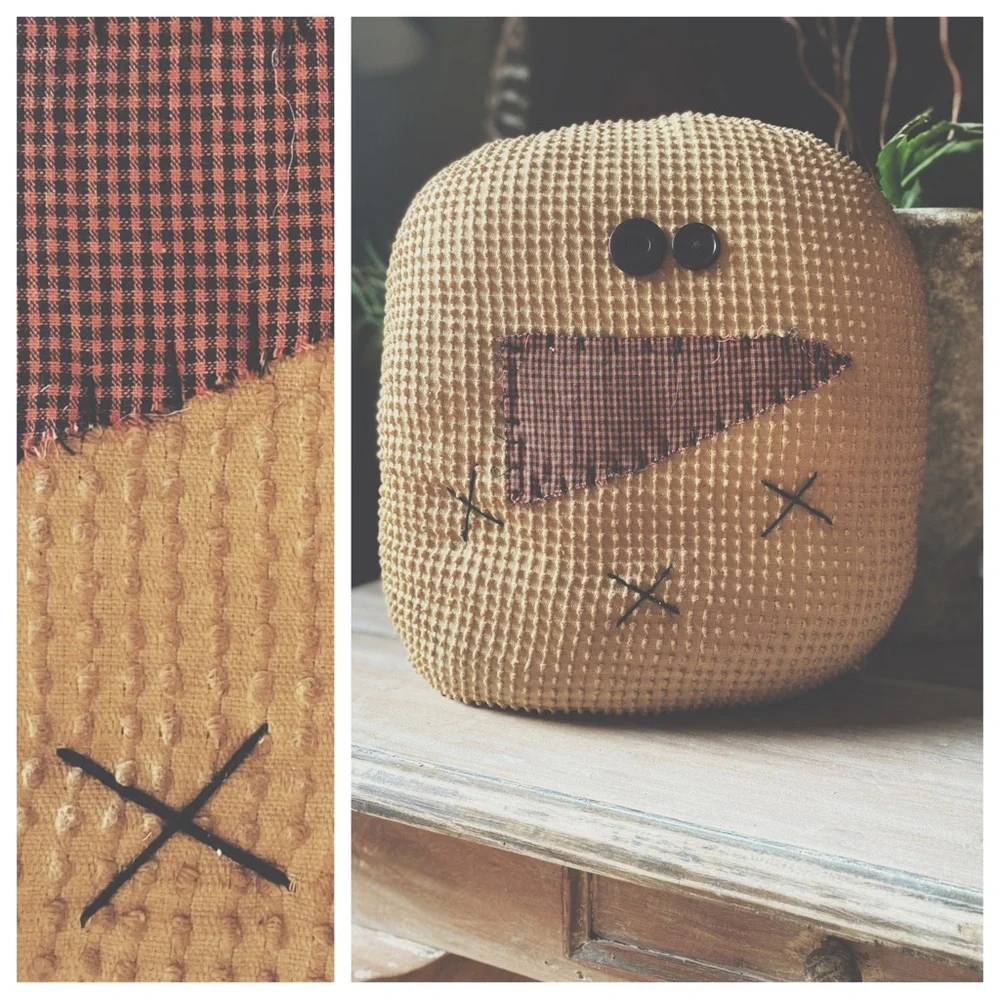 Primitive Tea-dyed Rustic Snowman Pillow